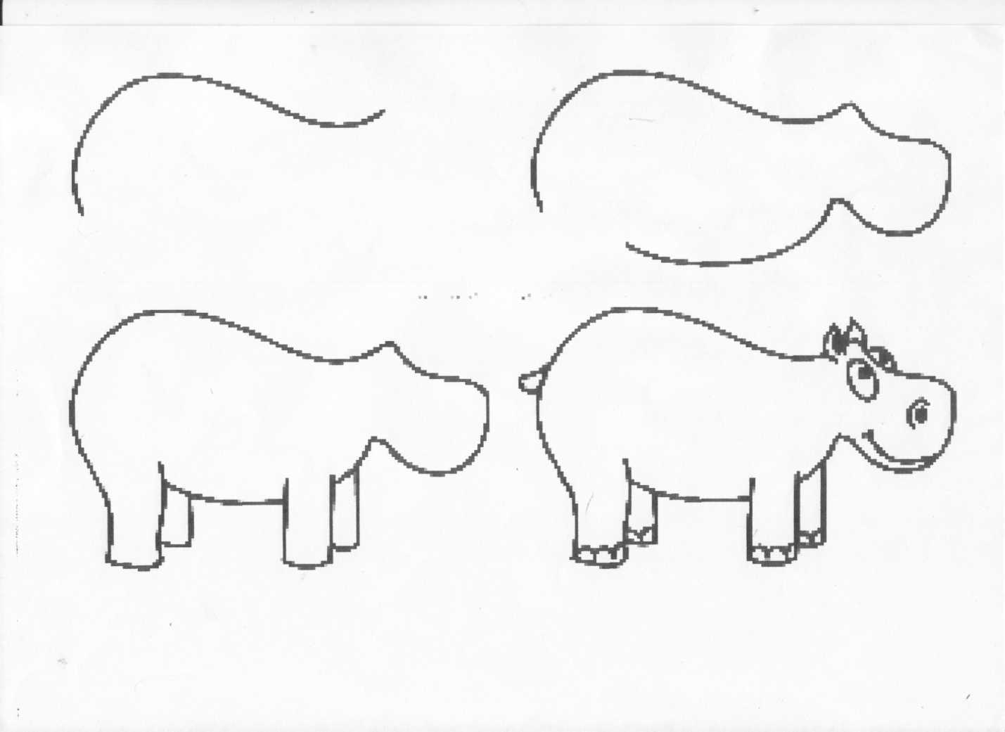 Как нарисовать бегемота: инструменты для творчества и пошаговое выполнение рисунка :: syl.ru