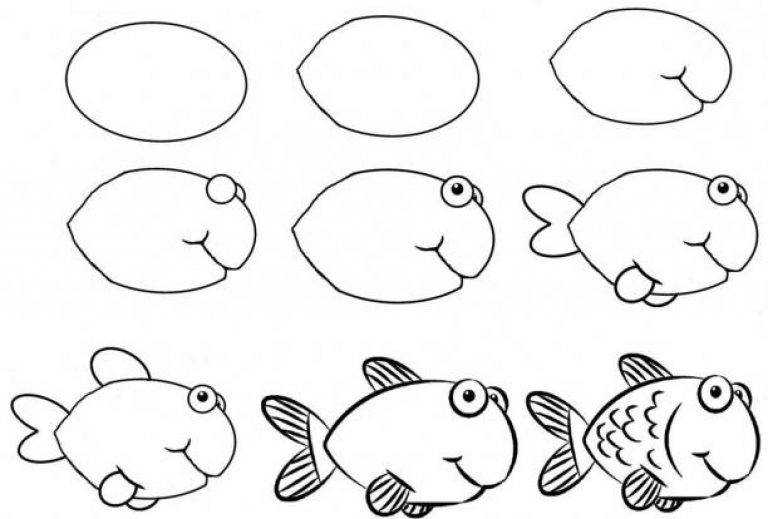 Как нарисовать рыбку поэтапно карандашом: обзор идей и необычных решений от художников (схемы + инструкция)