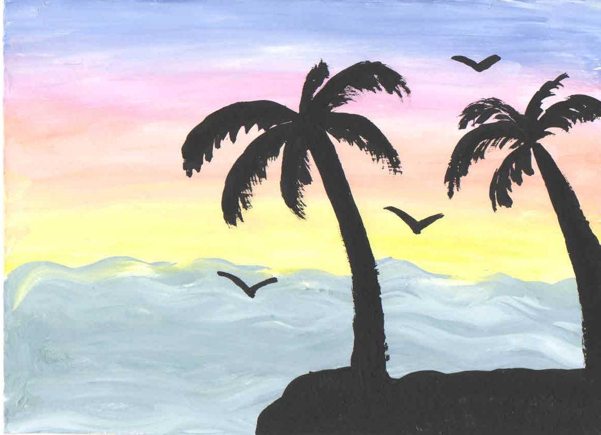 Для выполнения пальмы потребуются цветные карандаши можно взять любые – обычные, акварельные, восковые, пастельные или фломастеры маркеры Простой рисунок для детей, на пляже, простым карандашом, на закате, лист, орех цветными карандашами Раскрасить песок