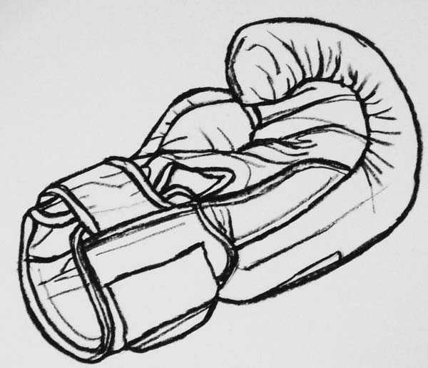 Боксерские перчатки, рисунки карандашом для детей черно-белые, цветные