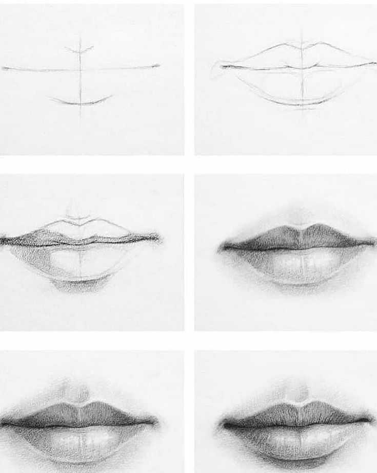 Как нарисовать губы человека  поэтапно 8 уроков