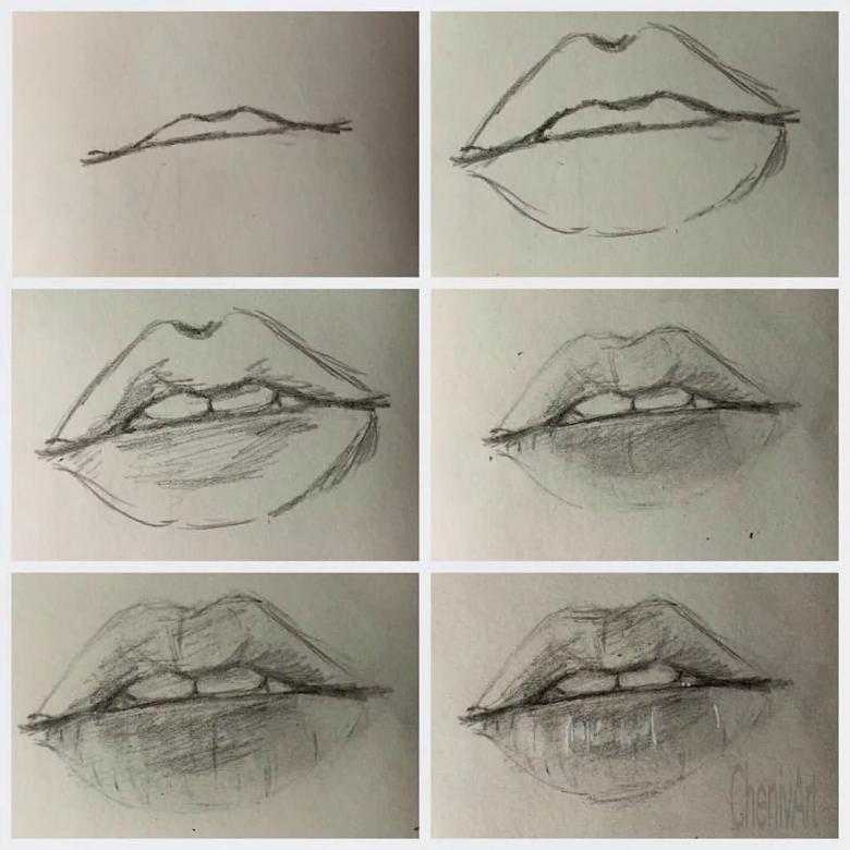 Как рисовать мужские губы - 7 шагов