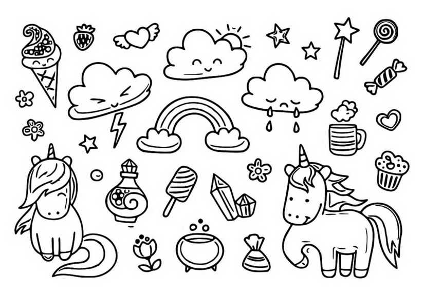 Кавайные картинки для срисовки, квиши в личный дневник (600 рисунков) - легкие, красивые, еда, котики, животные, еда