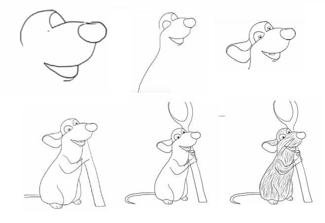 Как нарисовать крысу на новый 2020 год: рисунки поэтапно