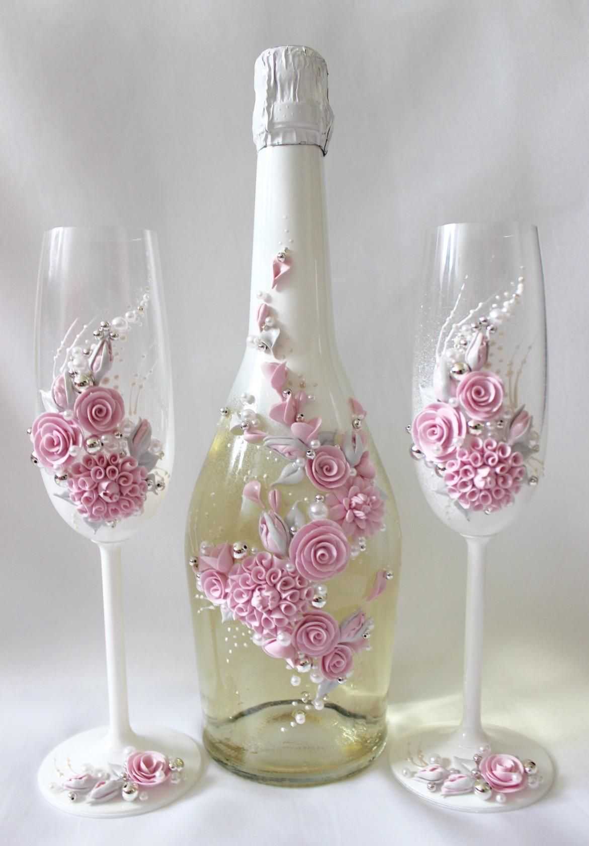 Мастер-класс по декупажу свадебных бутылок шампанского (фото-подборка различных стилей прилагается)