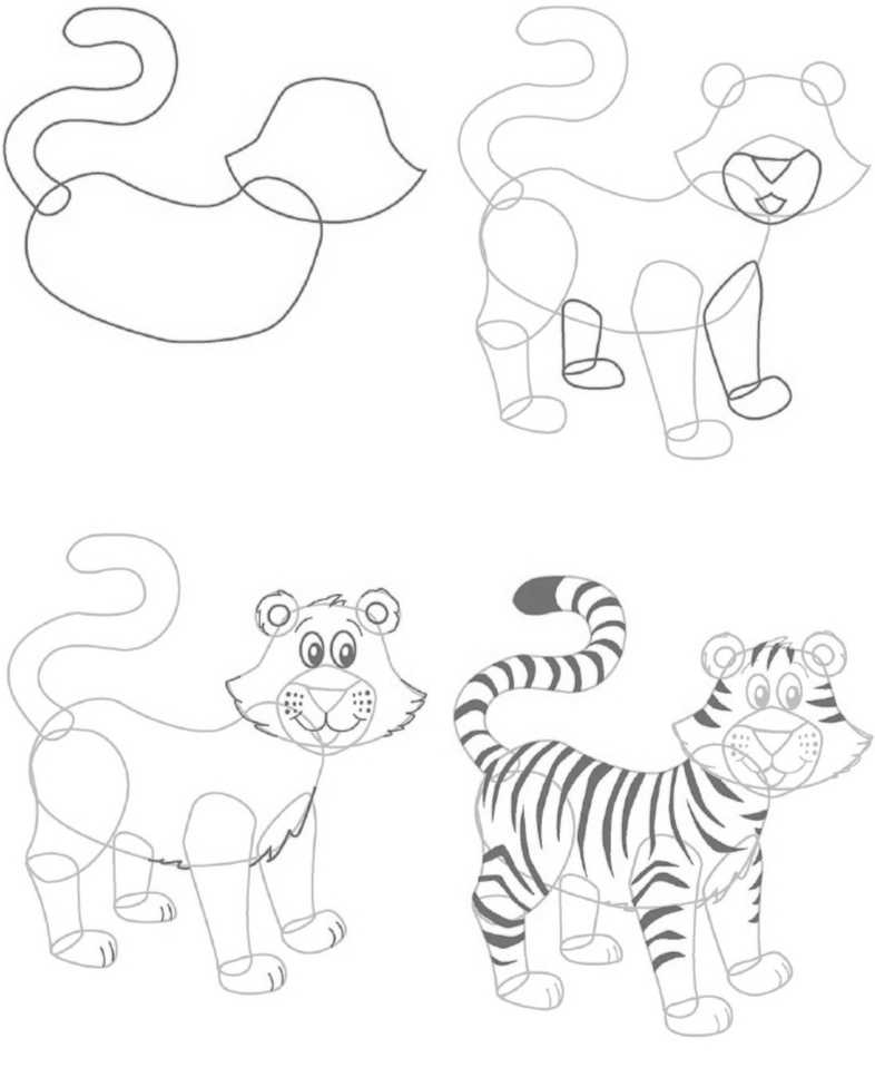 Как нарисовать тигра карандашом поэтапно для начинающих