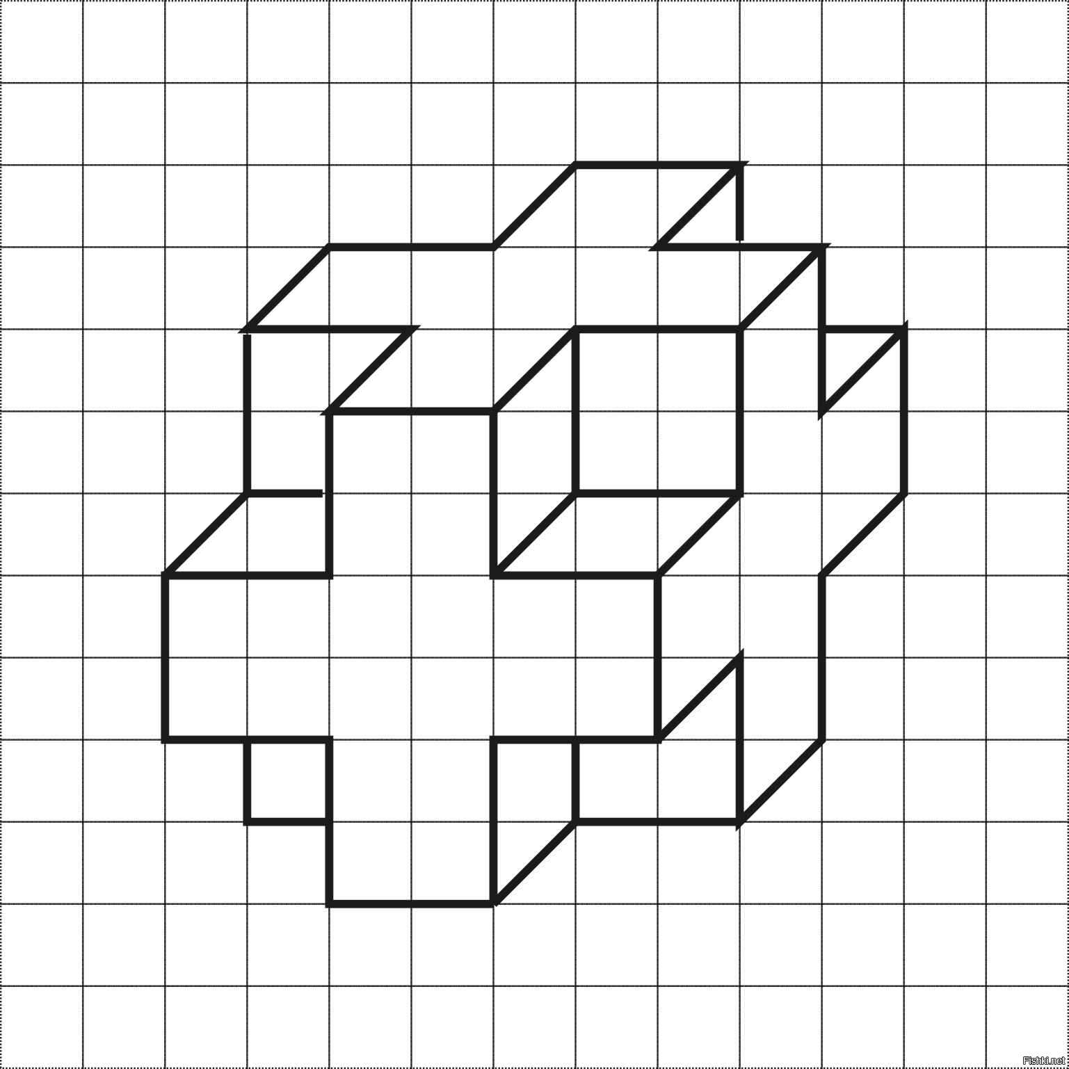 Рисунки 3д на бумаге в клетку поэтапно