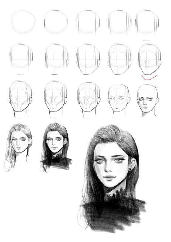 Как нарисовать женское лицо – портрет девушки карандашом поэтапно для начинающих