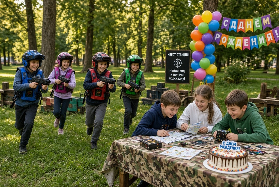 Лазертаг для детей в Воронеже плюс посещение квеста - сценарий запоминающегося дня рождения