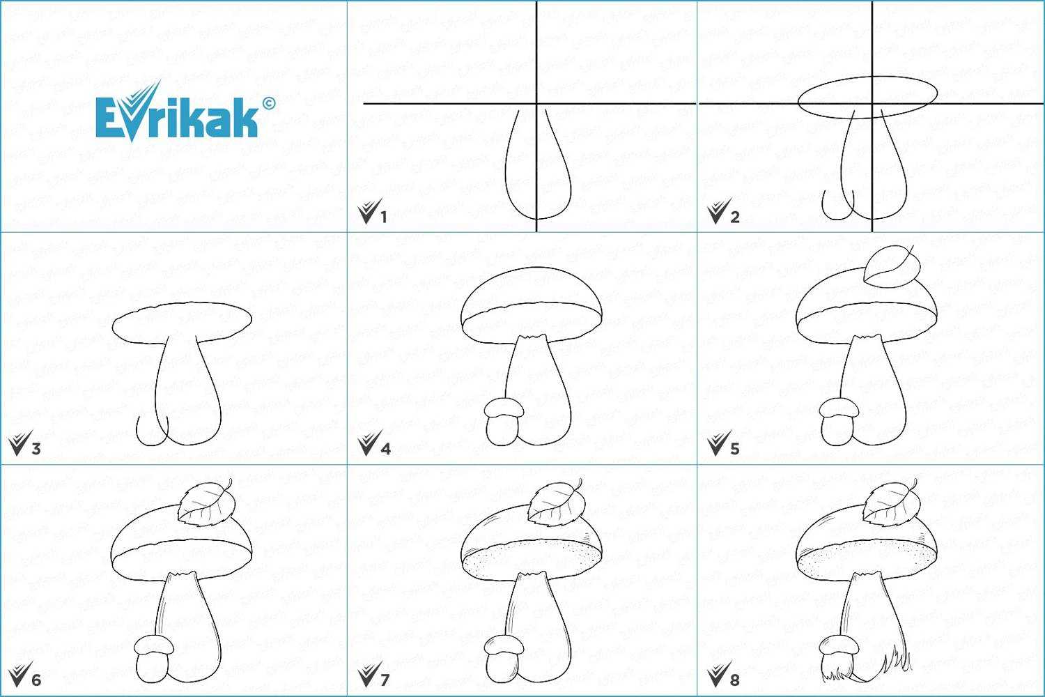 Как нарисовать гриб поэтапно карандашом: лисичку, мухомор, сыроежку. мастер-класс для начинающих от художника