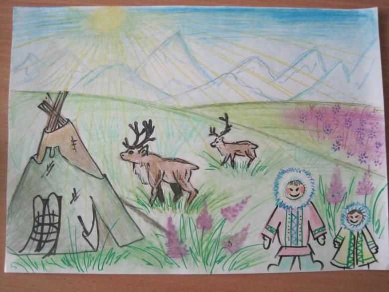 Как я представляю себе тундру. рисунки детей, окружающий мир