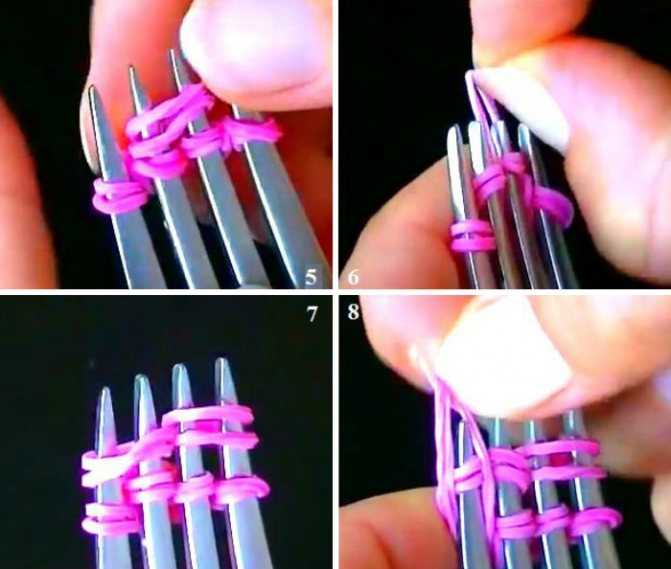 Плетение браслетов из резинок на рогатке: схемы и способы плетения