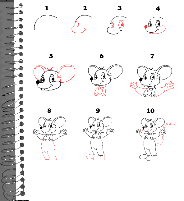 Как нарисовать мышку из мультика. как нарисовать мышку карандашом поэтапно.