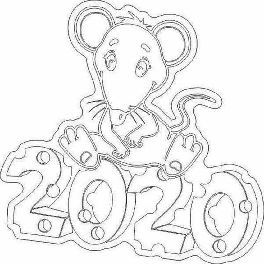 Трафареты крысы (мыши) на окно к новому году 2020 для вырезания из бумаги