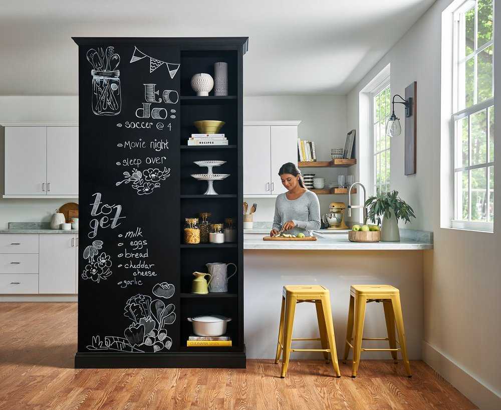 Грифельная меловая доска в интерьере на кухне и в детской: что это и как сделать грифельную стену - 14 фото