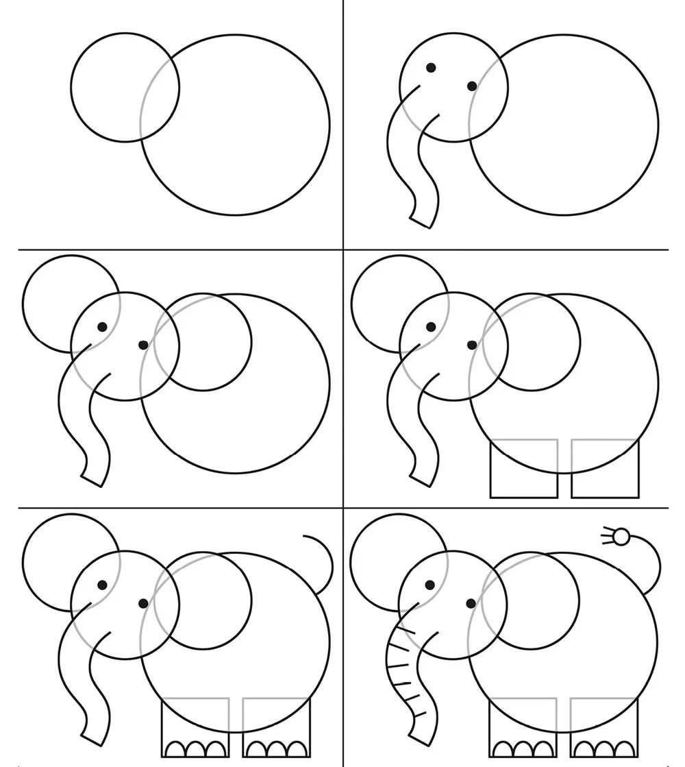 Как нарисовать слона карандашом и красками (77 фото): поэтапная инструкция для детей и начинающих