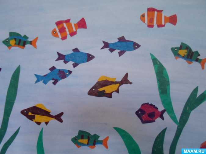 Конспект занятия по аппликации в первой младшей группе «рыбки в аквариуме»