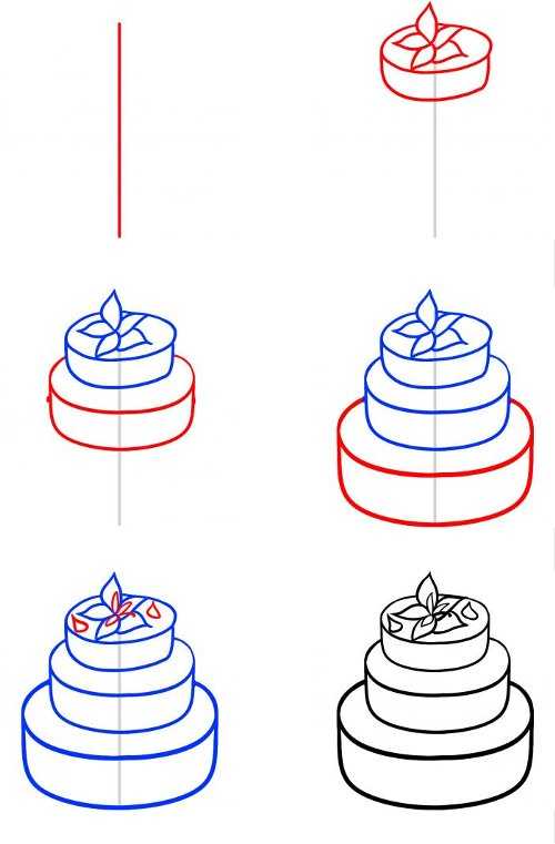 Как нарисовать торт карандашом пошагово — мастер-класс для начинающих, учимся рисовать торт на день рождения