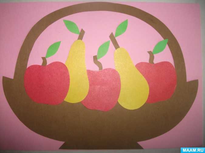 Аппликация "фрукты на тарелке": шаблоны для детей от младшей до старшей группы