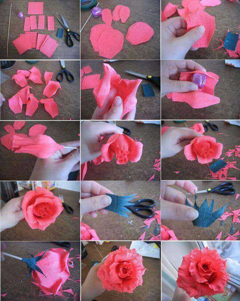 Как сделать розы из гофрированной бумаги своими руками: мастер класс пошагово