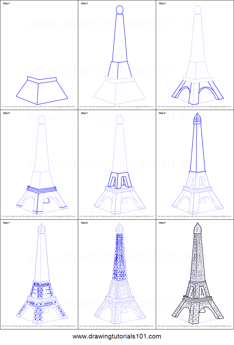 Как нарисовать эйфелеву башню поэтапно для начинающих — пошаговые уроки рисования