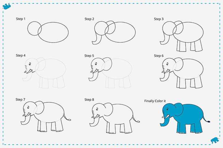 Как нарисовать слона карандашом поэтапно для детей: интересные схемы создания рисунка для начинающих