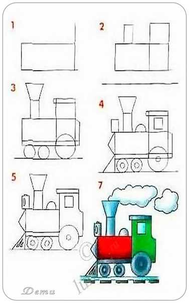 Как нарисовать поезд карандашом - поэтапные мастер-классы для детей