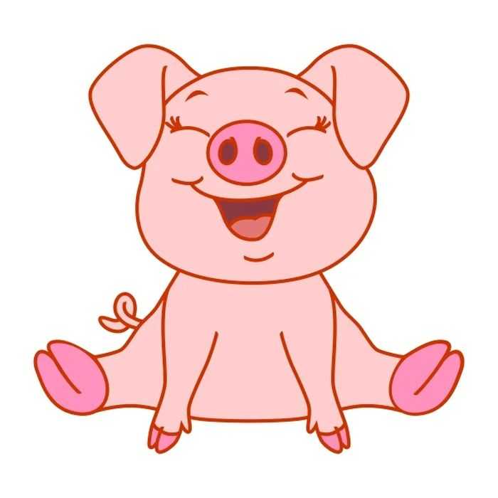 Рисунки поросенка (свиньи) для детей поэтапно карандашом