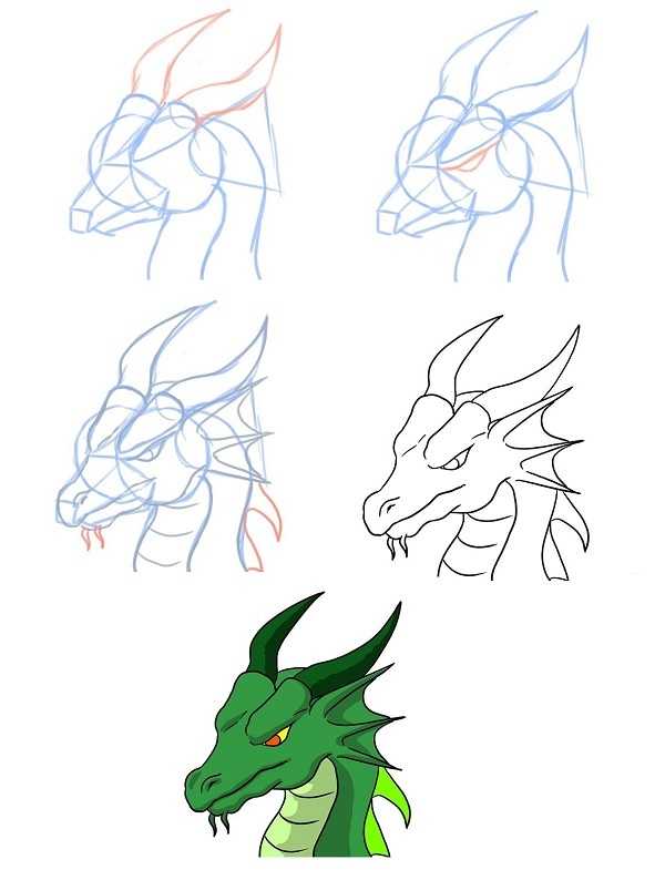 Как нарисовать дракона карандашом поэтапно для начинающих