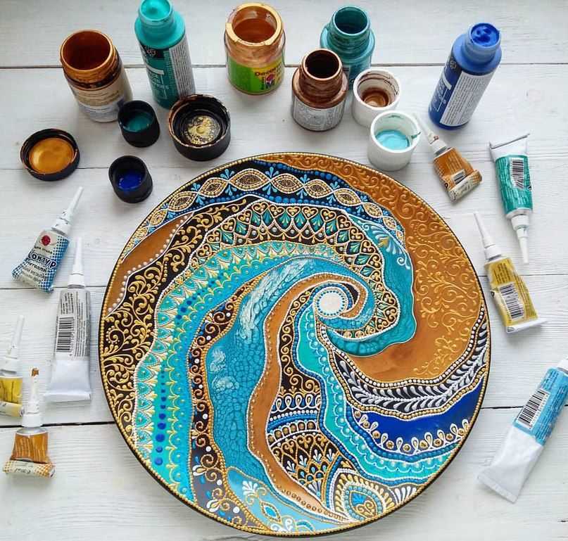 Техники росписи тарелок акриловыми красками | в мире краски