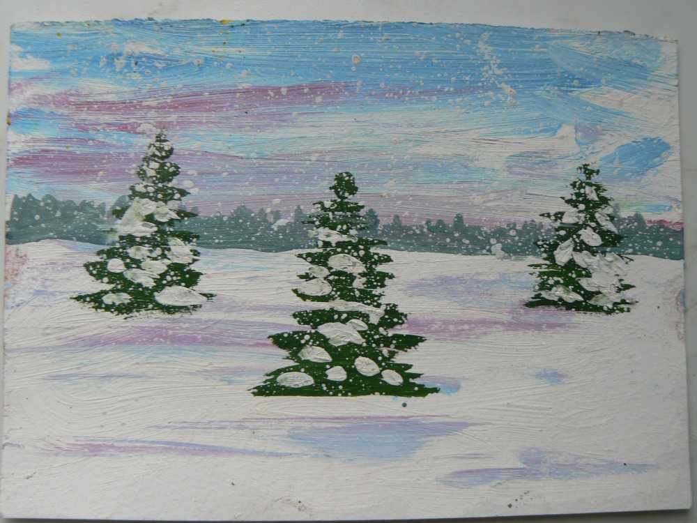 Детские рисунки на тему зима: нарисовать красками или карандашом зимний пейзаж, елку или виды спорта