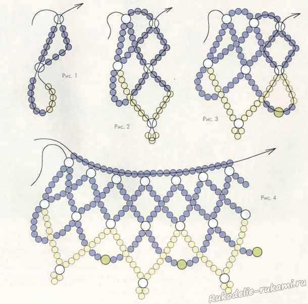 Колье из бисера и бусин: схема плетения для начинающих