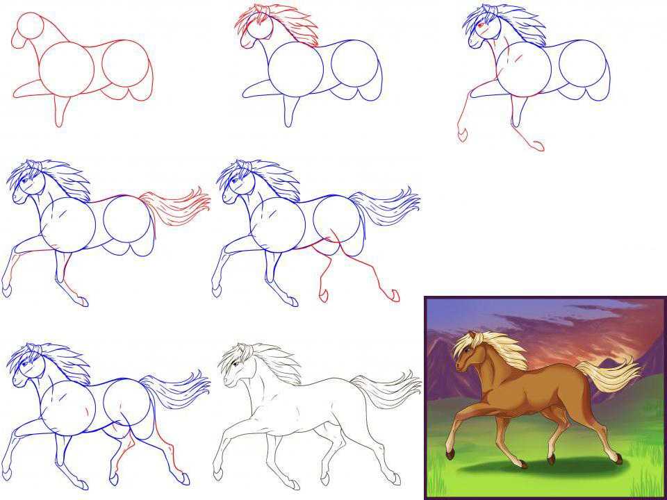 Как легко нарисовать лошадь: пошаговая инструкция с фото