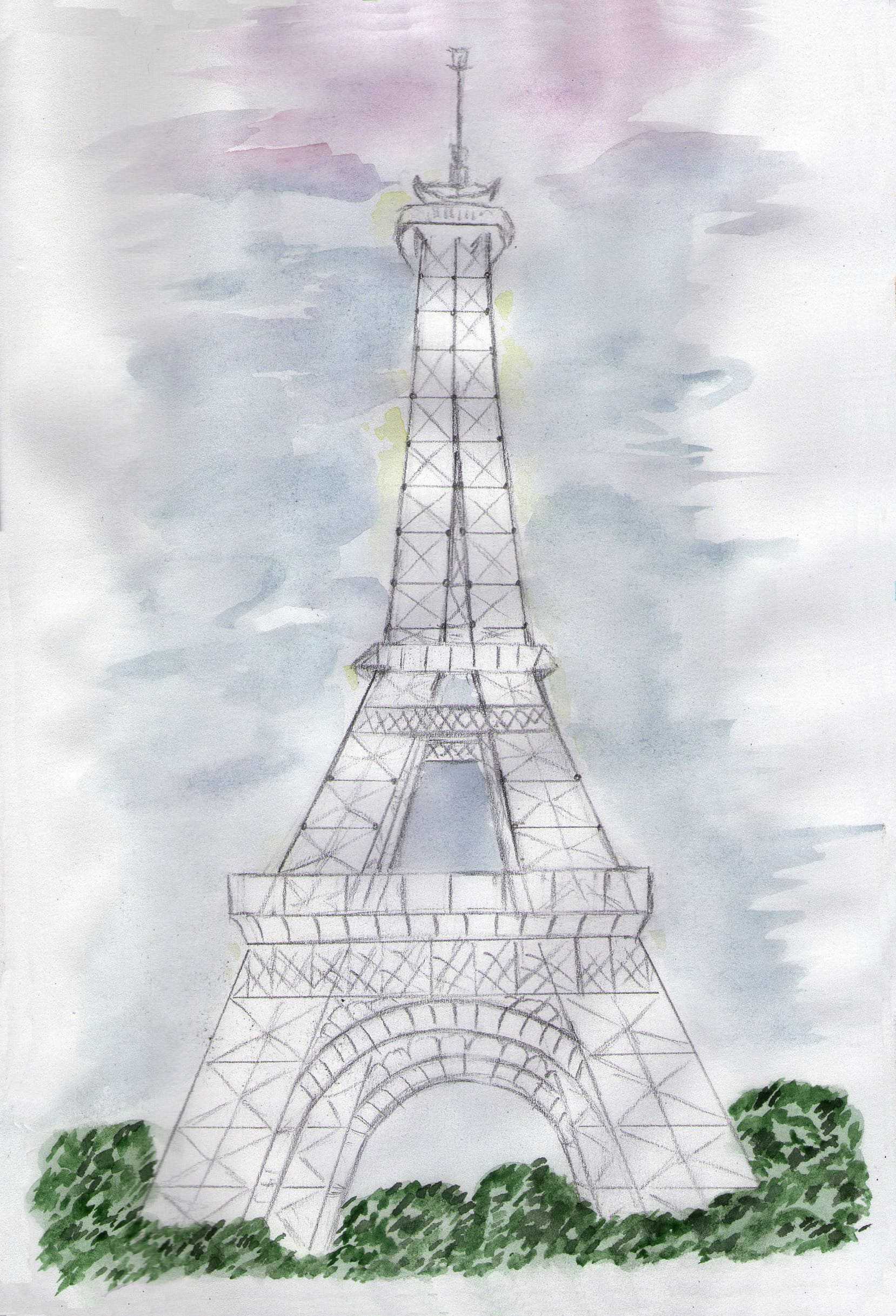 Как легко и просто нарисовать эйфелеву башню: поэтапный рисунок карандашом по клеточкам для ребенка