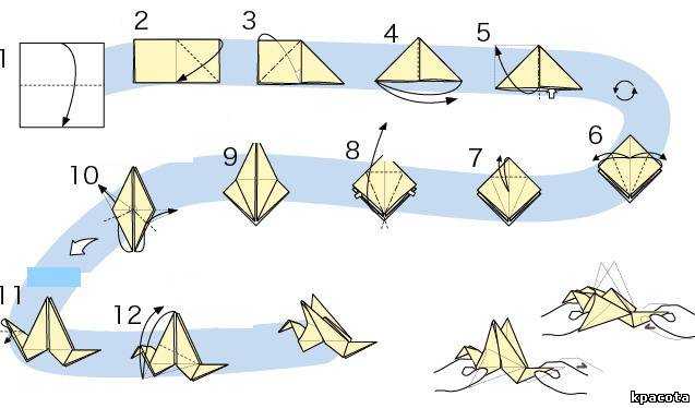 Как сделать журавлика оригами – пошаговая инструкция