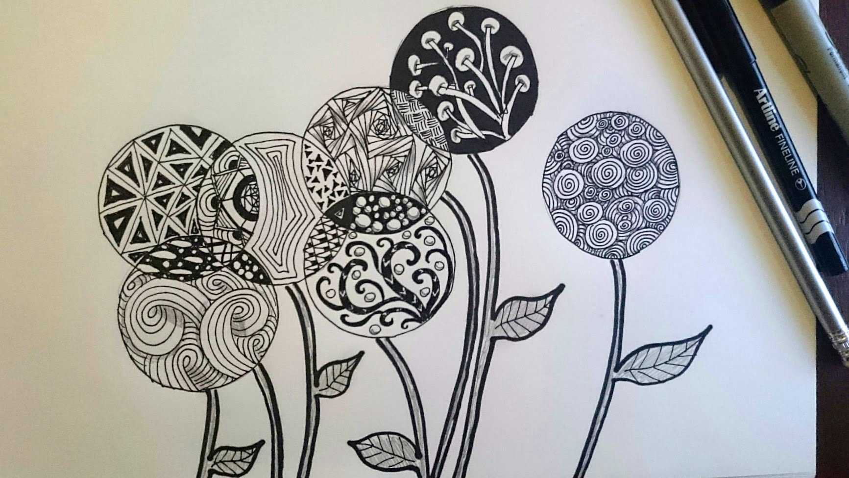 Рисунки черной гелевой ручкой для срисовки – как рисовать узоры зентангл. рисуем зентангл-животных своими руками поэтапно уроки рисования для начинающих, мультики, раскраски.