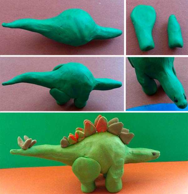 Динозавр из пластилина: пошаговая лепка для детей