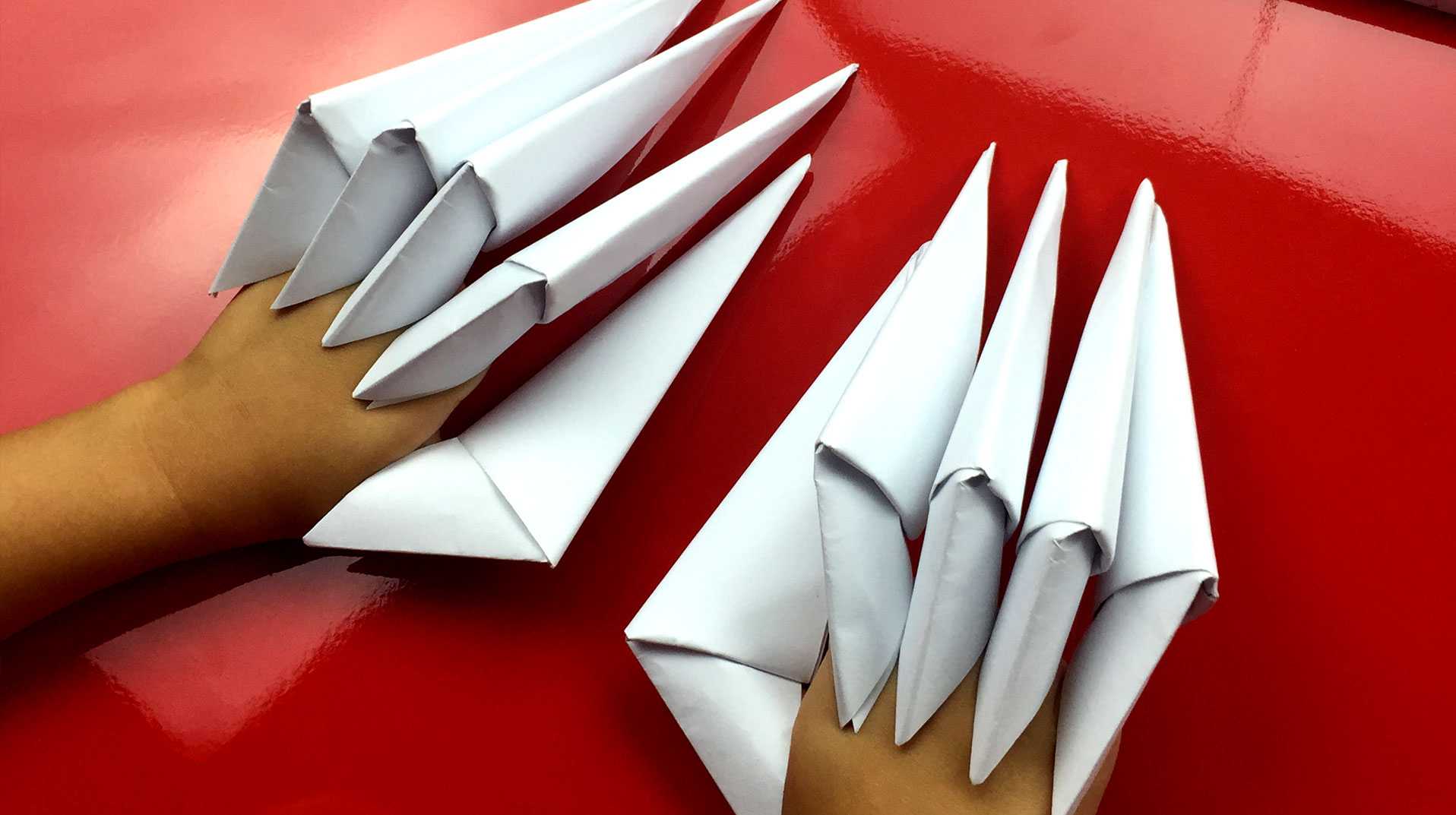 Оригами когти на пальцы своими руками из бумаги: поэтапная схема когтей росомахи и фреди крюгера