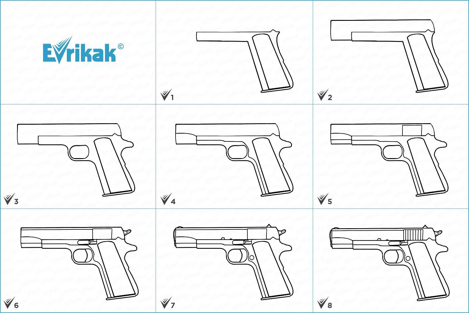 Смотрите ТОП лучших вариантов как легко и просто нарисовать оружие карандашом для начинающих Скачивайте и распечатывайте с лучшим порталом