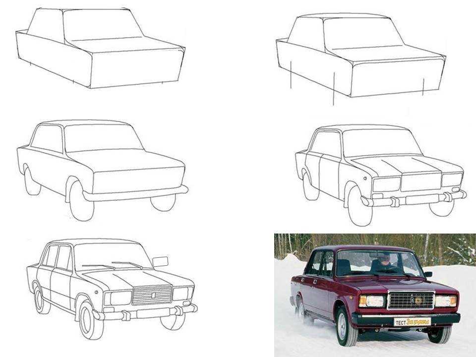 Автомобиль пошагово. ВАЗ 2107 контур спереди. Рисунок ВАЗ 2107 карандашом с переди. ВАЗ 2107 спереди карандашом. ВАЗ 2107 рисунок карандашом спереди.