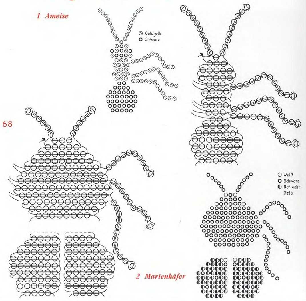 Плетение божьей коровки из бисера: схемы насекомых для начинающих
