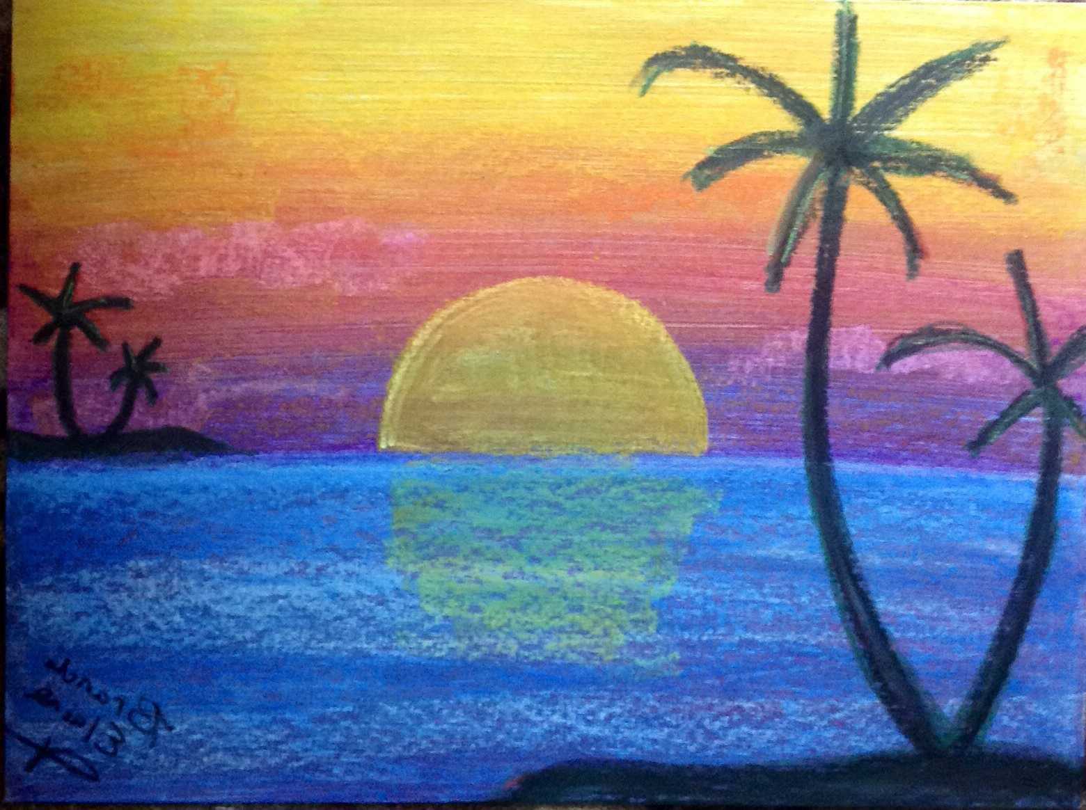 Закат на море рисунок карандашом