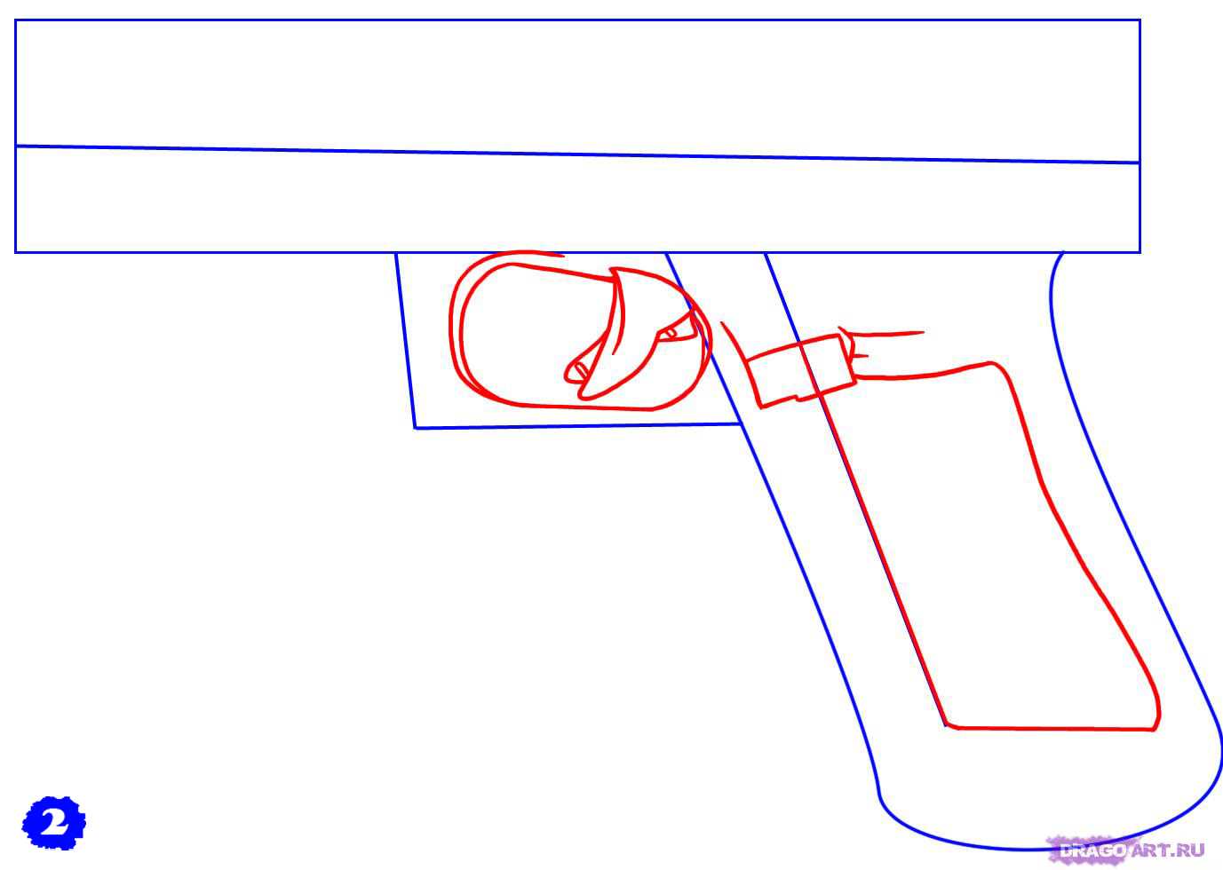 Пистолет рисунок поэтапно
