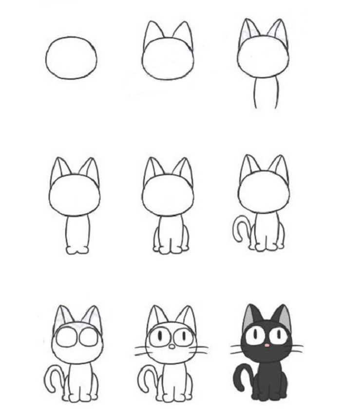 Как нарисовать кошку легко и красиво (106 фото): поэтапные инструкции для детей и начинающих