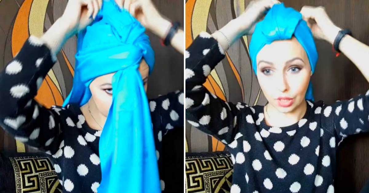 Как завязывать шарф-палантин на голову
