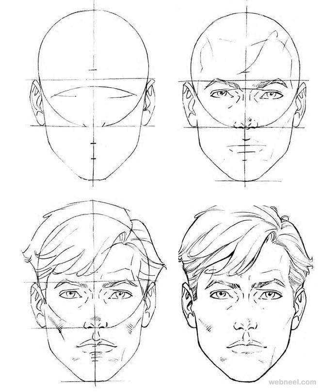 Как нарисовать лицо пошагово карандашом: инструкция с описанием схемы