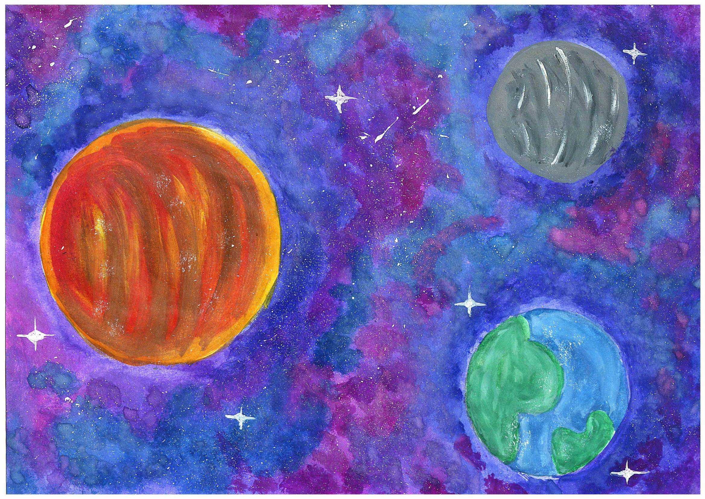 Как сделать рисунки ко дню космонавтики в детский сад и школу