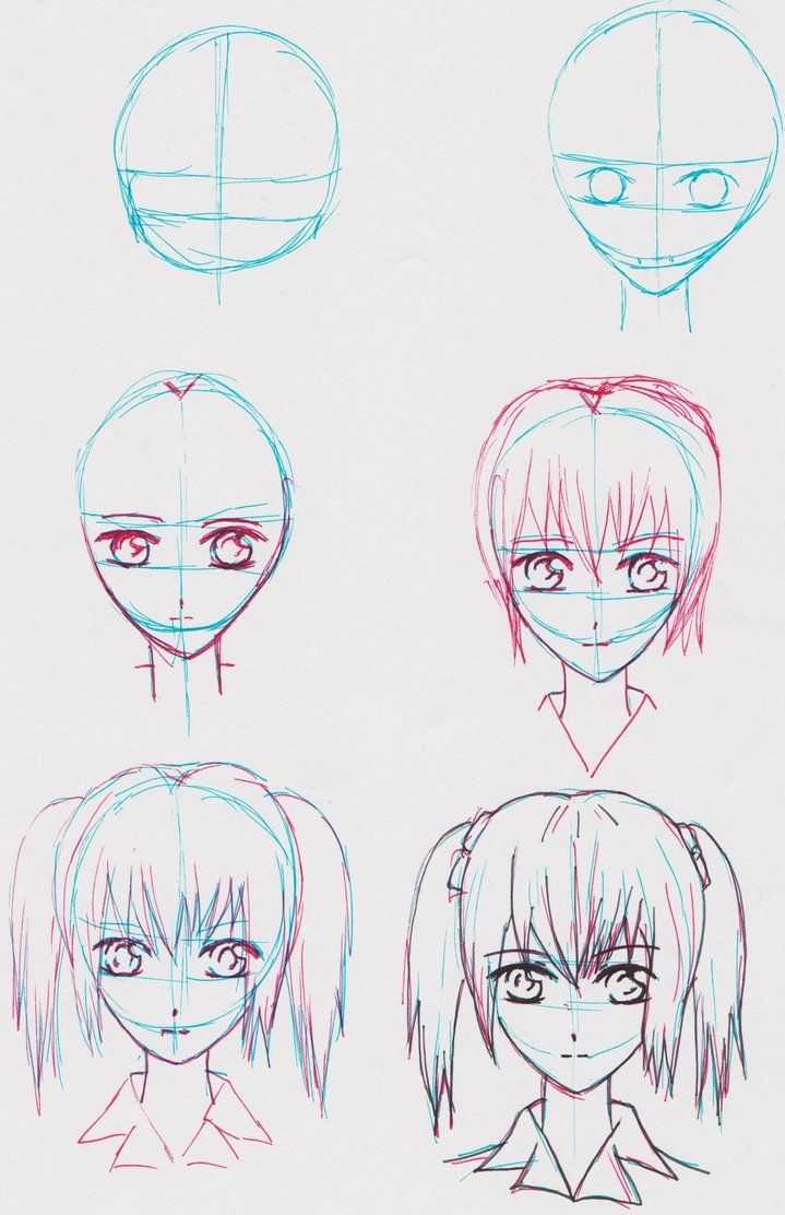 Как нарисовать аниме пошагово: учимся рисовать глаза, лицо, тело мальчика и девочки. простые инструкции для начинающих