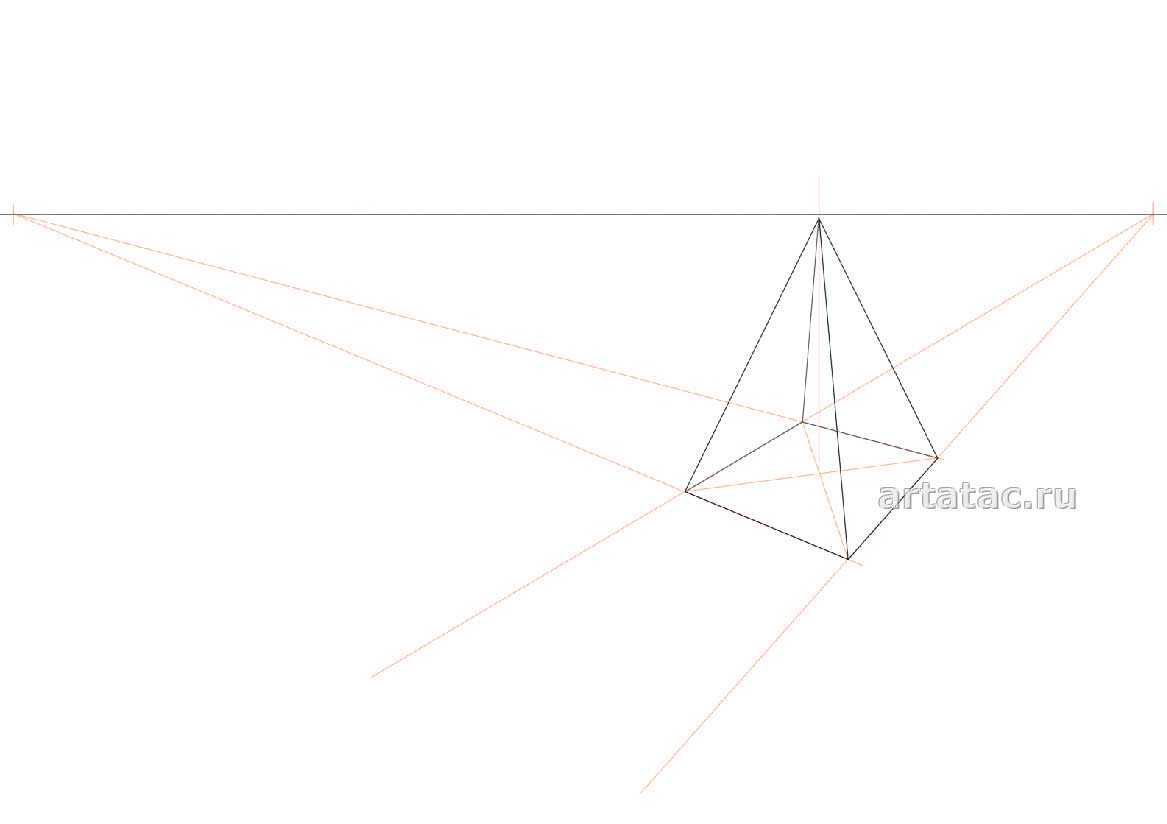 Как рисовать треугольную пирамиду