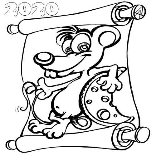 Трафареты крысы или мыши для вырезания на окна к новому году 2020